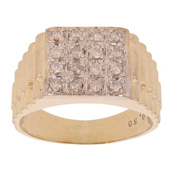 9ct Yellow Gold 0.50ct Diamond Signet Ring