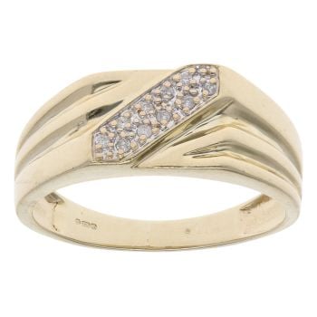 9ct Yellow Gold 0.10ct Diamond Signet Ring