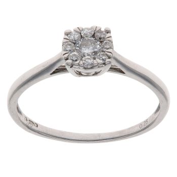 9ct White Gold 0.25ct Brilliant Cut Diamond Cluster Ring