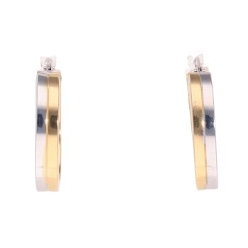 9ct Yellow And White Gold Duo Hoop Earrings