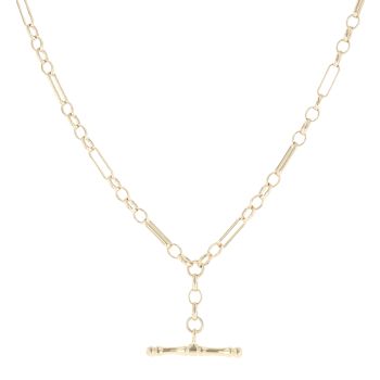 9ct Yellow Gold Figaro T-Bar Chain 20"