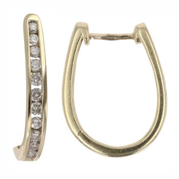 9ct Yellow Gold 0.50ct Brilliant Cut Diamond Hoop Earrings