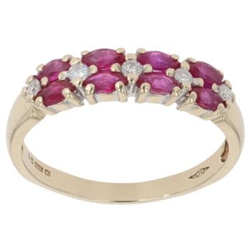 9ct Yellow Gold 0.10ct Diamond and Ruby Ring