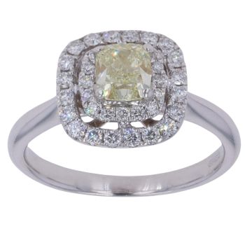 18ct White Gold 0.75ct Brilliant Cut Yellow and Colourless Diamond Solitaire Ring