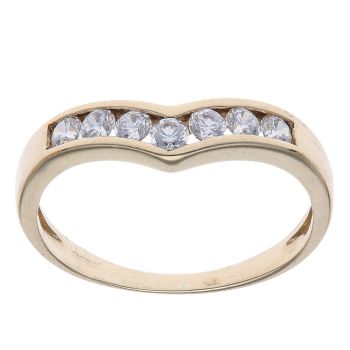 9ct Yellow Gold Cubic Zirconia Wishbone Ring