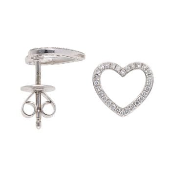 18ct White Gold 0.20ct Brilliant Cut Diamond Heart Stud Earrings