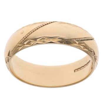 9ct Yellow Gold Patterned Wedding Band 6.07mm