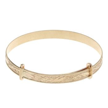 9ct Yellow Gold Patterned Expanding Baby Bangle