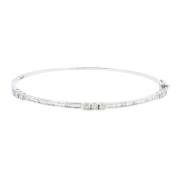 18ct White Gold 0.85ct Brilliant And Baguette Cut Diamond Bangle
