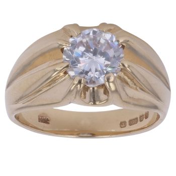 9ct Yellow Gold Cubic Zirconia Solitaire Ring