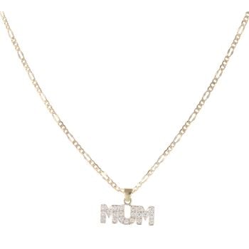 9ct Yellow Gold Cubic Zirconia MUM Pendant and Chain 18"