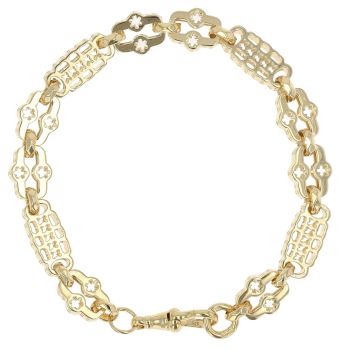Gold Plated Silver Stars and Bars Bracelet 7"