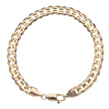 9ct Yellow Gold Plain Curb Bracelet 9"