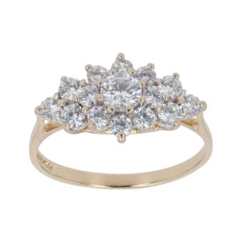 9ct Yellow Gold Cubic Zirconia Cluster Ring