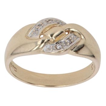 9ct Yellow Gold 0.05ct Diamond Fancy Knot Ring