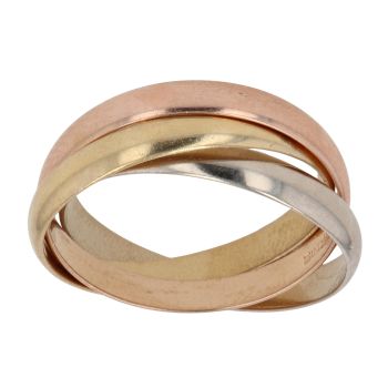 18ct Yellow White and Rose Gold Russian Plain Wedding Band