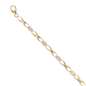 9ct Yellow Gold Cubic Zirconia Infinity Link Bracelet 7"