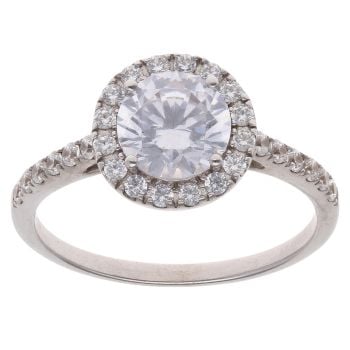 14ct White Gold Cubic Zirconia Cluster Ring