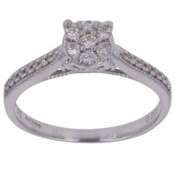 9ct White Gold 0.20ct Brilliant Cut Diamond Cluster Ring