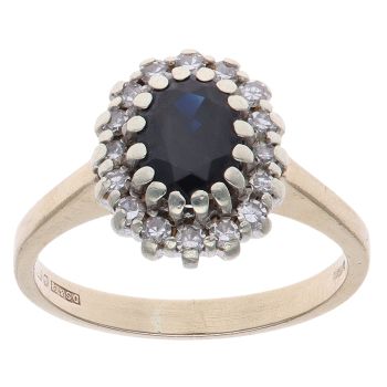 9ct Yellow Gold 0.25ct Diamond and Sapphire Cluster Ring