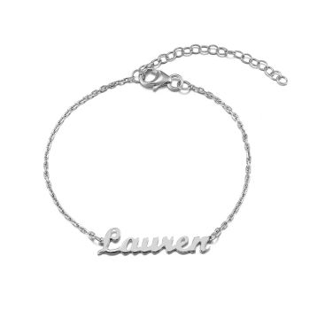 Sterling Silver Personalised Script Bracelet 8''
