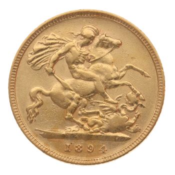 1894 Victoria Old Head UK Half Sovereign Coin