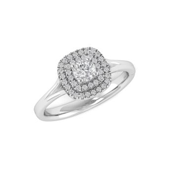 9ct White Gold 0.45ct Diamond Square Engagement Ring
