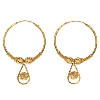 22ct Yellow Gold Meteor Drop Hoop Earrings