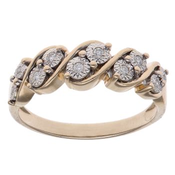 9ct Yellow Gold 0.10ct Diamond Fancy Ring