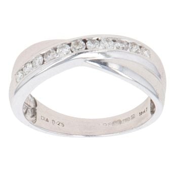 18ct White Gold 0.25ct Brilliant Cut Diamond Crossover Ring