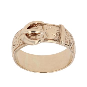 9ct Yellow Gold Patterned Buckle Ring