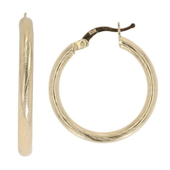 14ct Yellow Gold Patterned Hoop Earrings