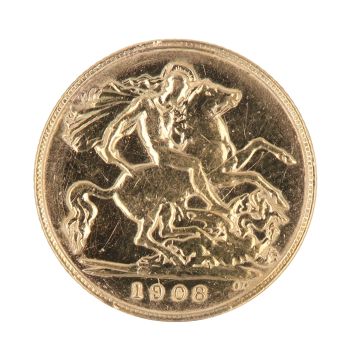 1908 Edward VII Large Head UK Half Sovereign Coin