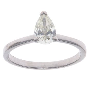 18ct White Gold 0.90ct Pear Cut Diamond Solitaire Ring
