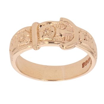 9ct Yellow Gold Patterned Buckle Ring