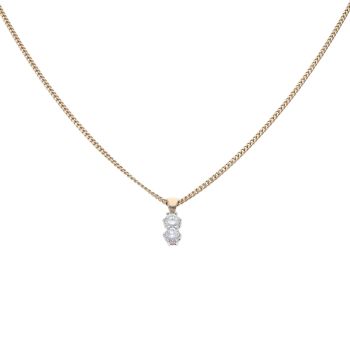 9ct Yellow Gold 0.65ct Brilliant Cut Diamond Two Stone Pendant and Chain 18"
