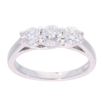 18ct White Gold 1.00ct Diamond Trilogy Ring