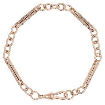 9ct Rose Gold Patterned Links Fancy Bracelet 8"