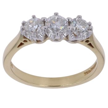 18ct Yellow Gold 1.00ct Brilliant Cut Diamond Trilogy Ring