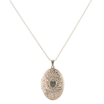 9ct Yellow Gold Heart Celtic Patterned Locket and Chain 20"