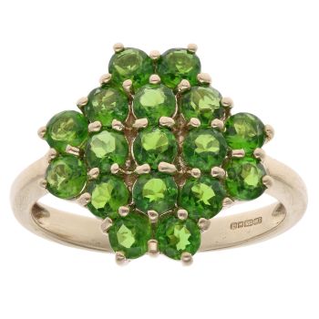 9ct Yellow Gold Diopside Cluster Ring