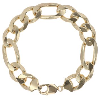9ct Yellow Gold Figaro Bracelet 9"