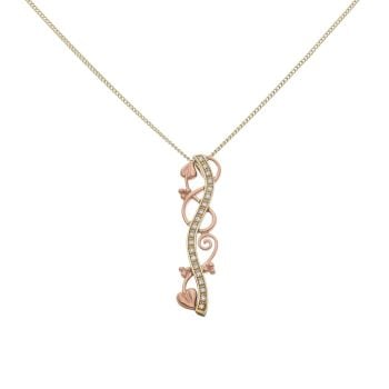 9ct Yellow and Rose Gold 0.20ct Diamond Clogau Vine Of Life Pendant and Chain 18"