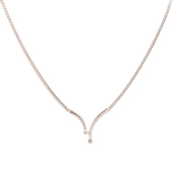 9ct White Gold 0.08ct Brilliant Cut Diamond Two Stone Chain 16"