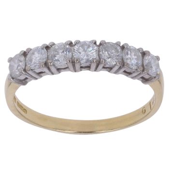 18ct Yellow Gold 1.00ct Brilliant Cut Diamond Seven Stone Ring