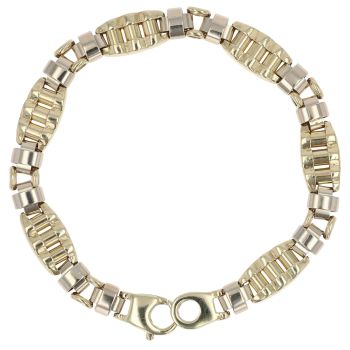9ct Yellow and White Gold Fancy Bracelet 7.5"