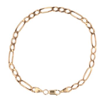 9ct Yellow Gold Figaro Bracelet 9"