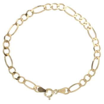 9ct Yellow Gold Figaro Bracelet 7"
