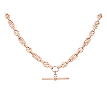 9ct Rose Gold Stars and Bars T-Bar Chain 20"