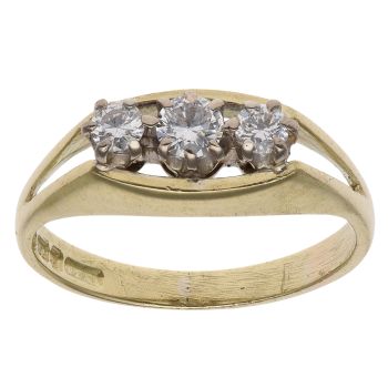 18ct Yellow Gold 0.30ct Brilliant Cut Diamond Trilogy Ring